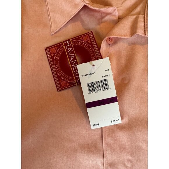 Havanera Shirt Men's Size XXL Camp Cigar Peach Polyester Front Pocket NEW $55 - Picture 8 of 11